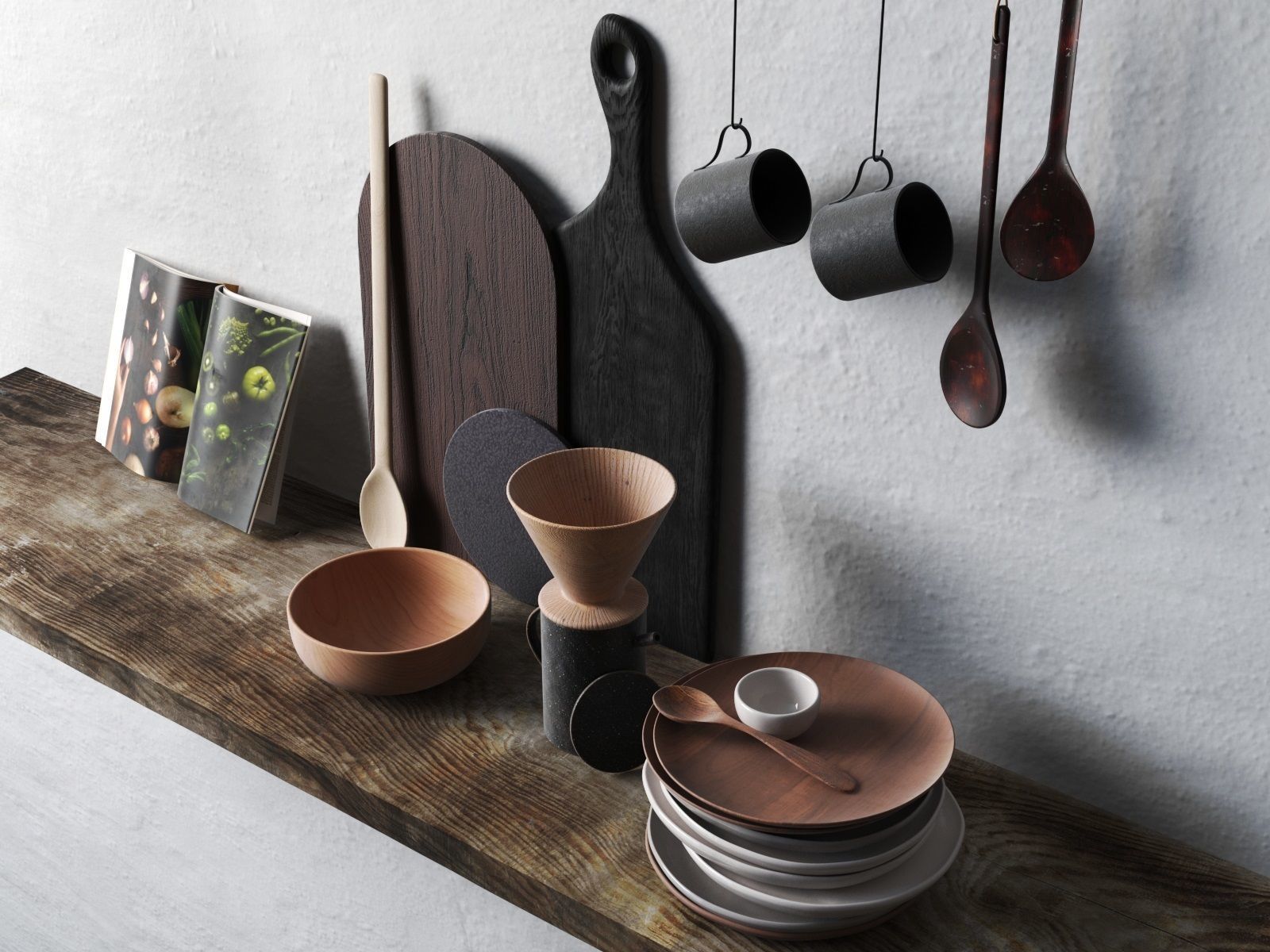 Utensils Set with Book 3D model_1