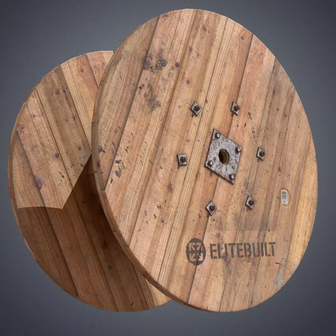 Cable spool Low-poly 3D model_0