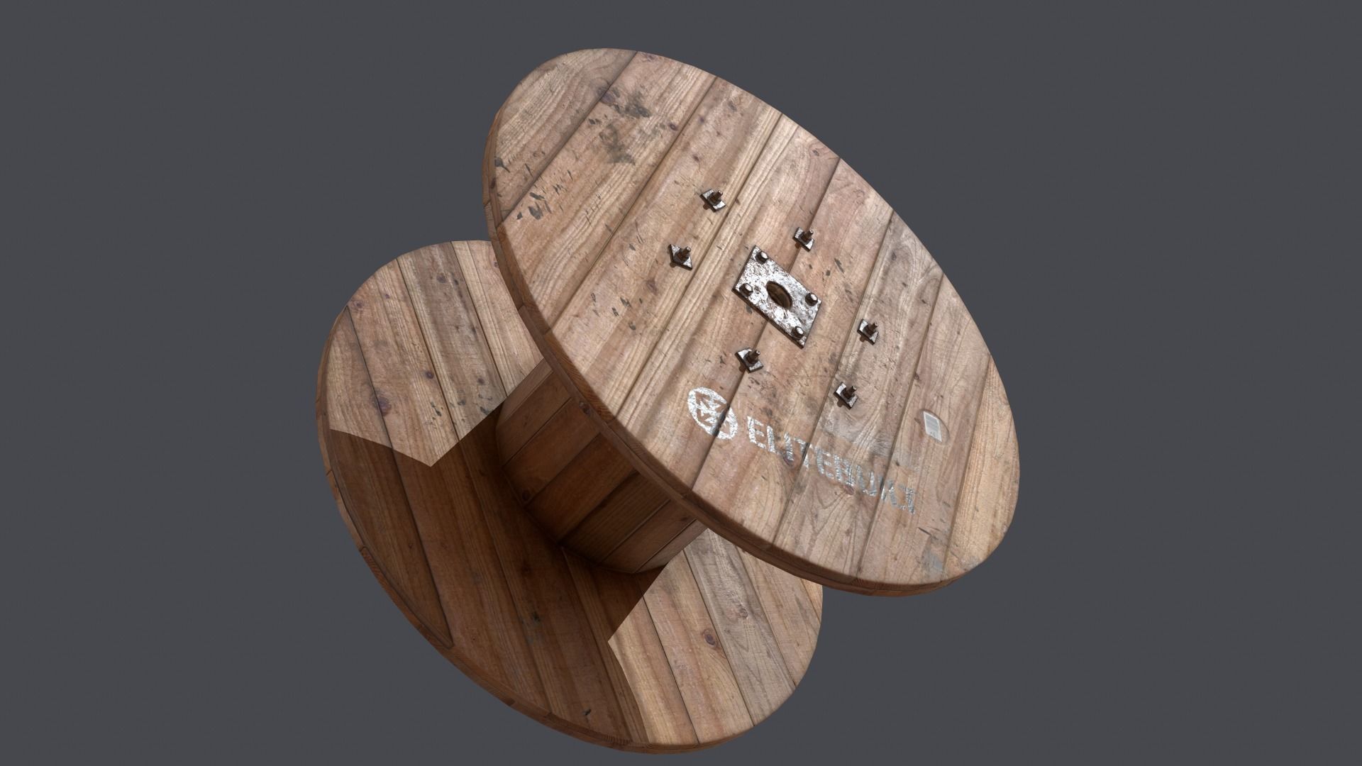 Cable spool Low-poly 3D model_1
