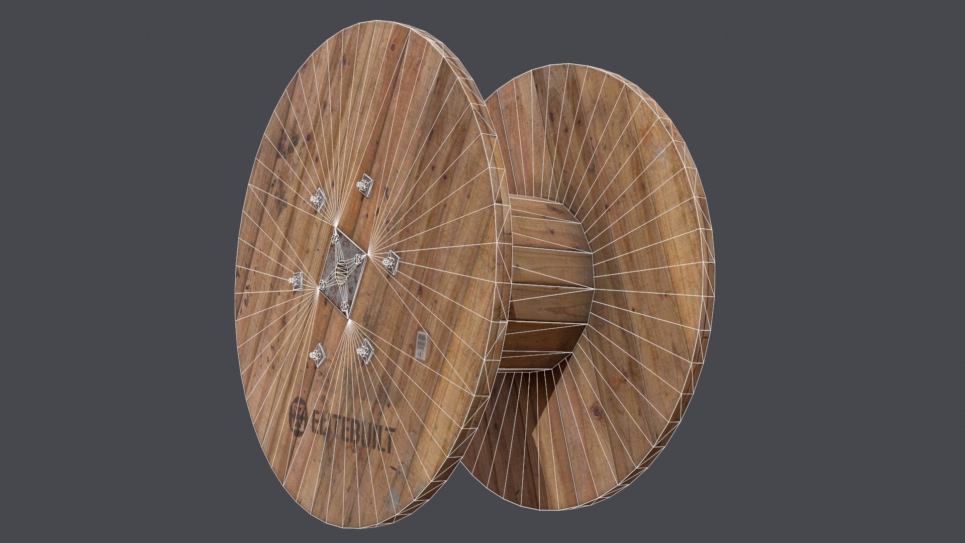 Cable spool Low-poly 3D model_8