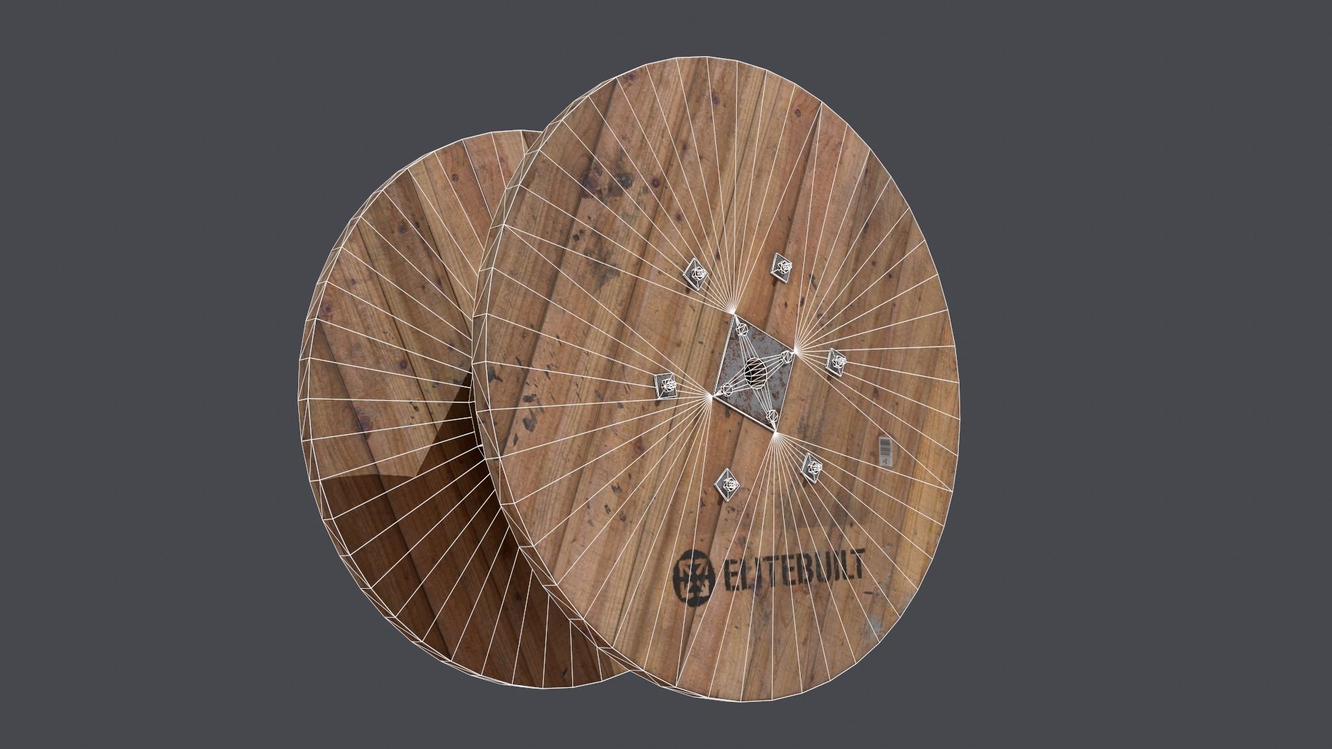 Cable spool Low-poly 3D model_7