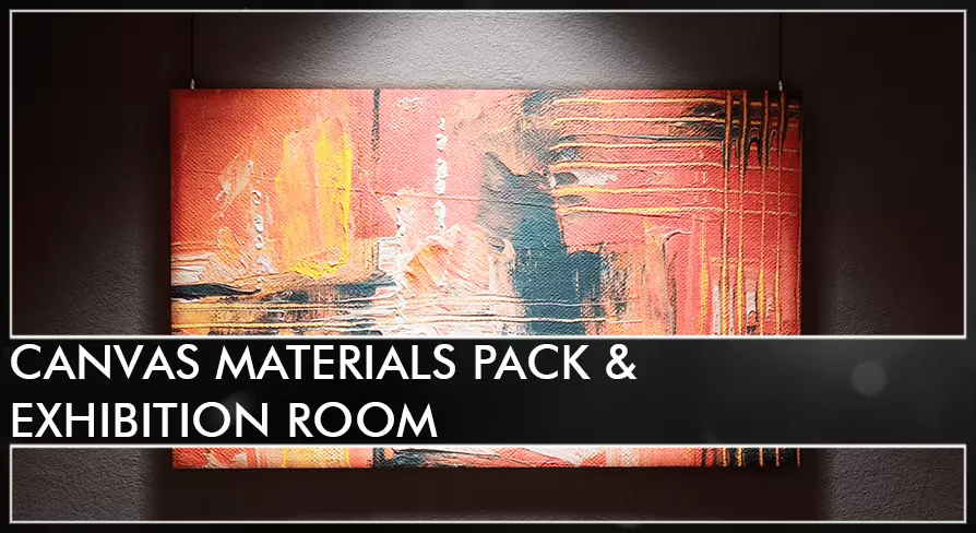 Canvas Materials pack with Exhibition Room for UE4 Low-poly 3D model