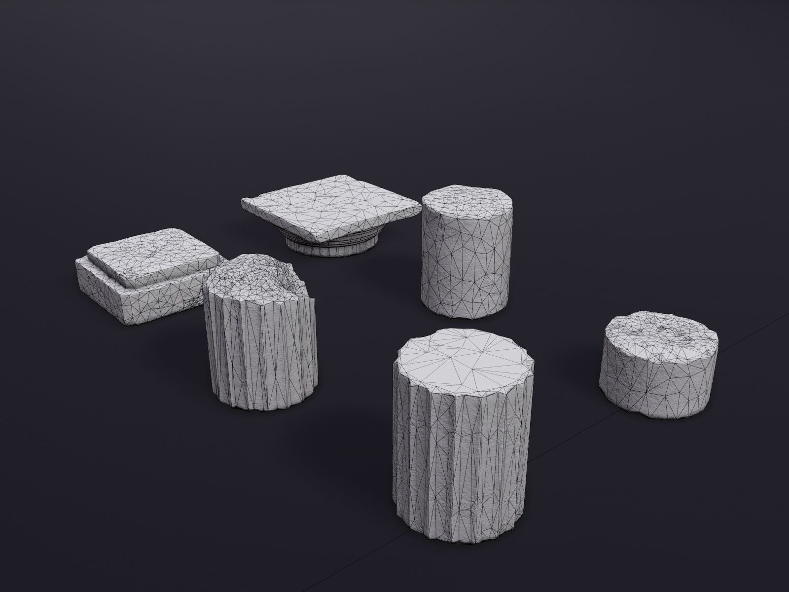 Modular Columns Low-poly 3D model_16