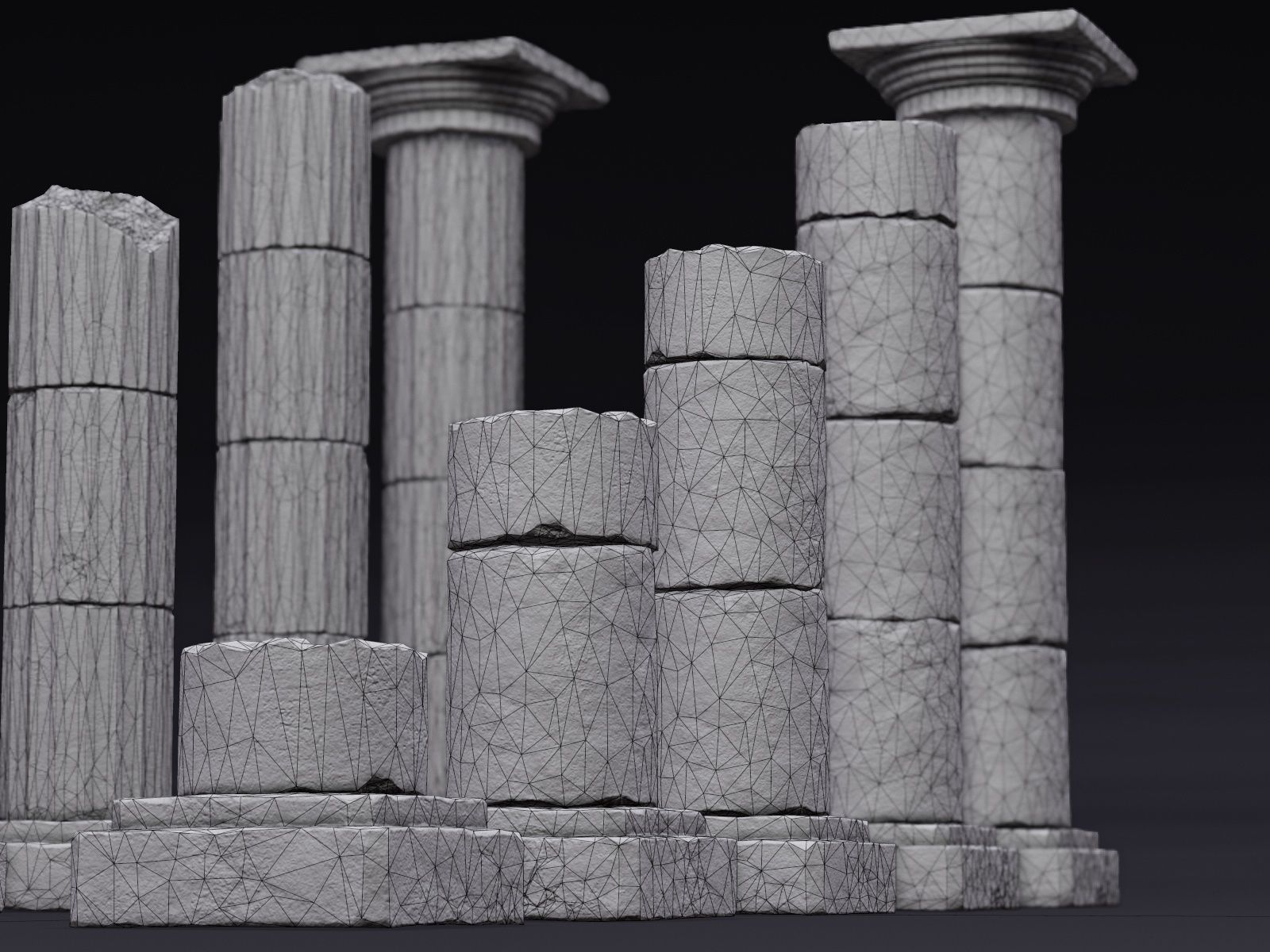 Modular Columns Low-poly 3D model_15