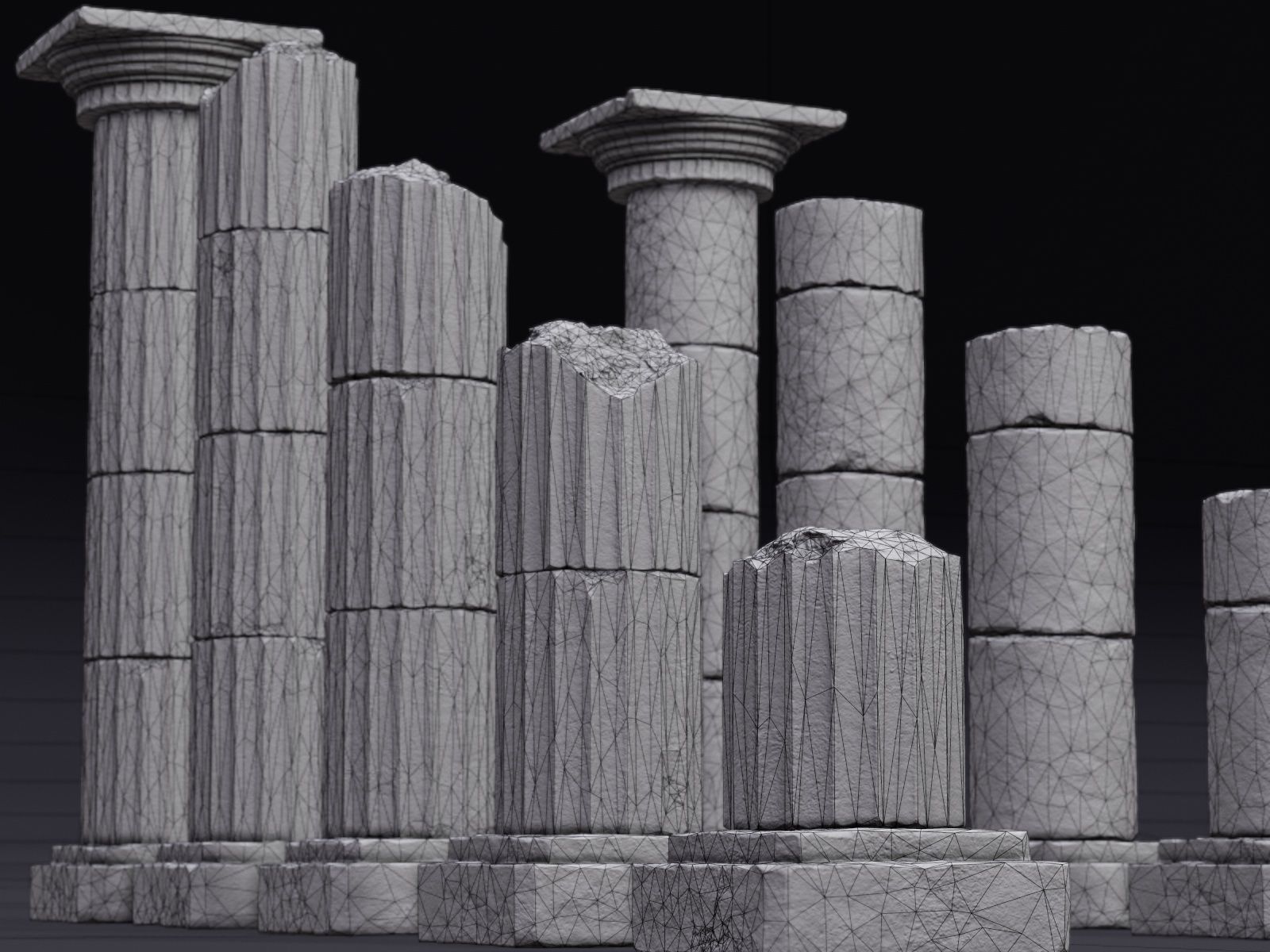 Modular Columns Low-poly 3D model_14