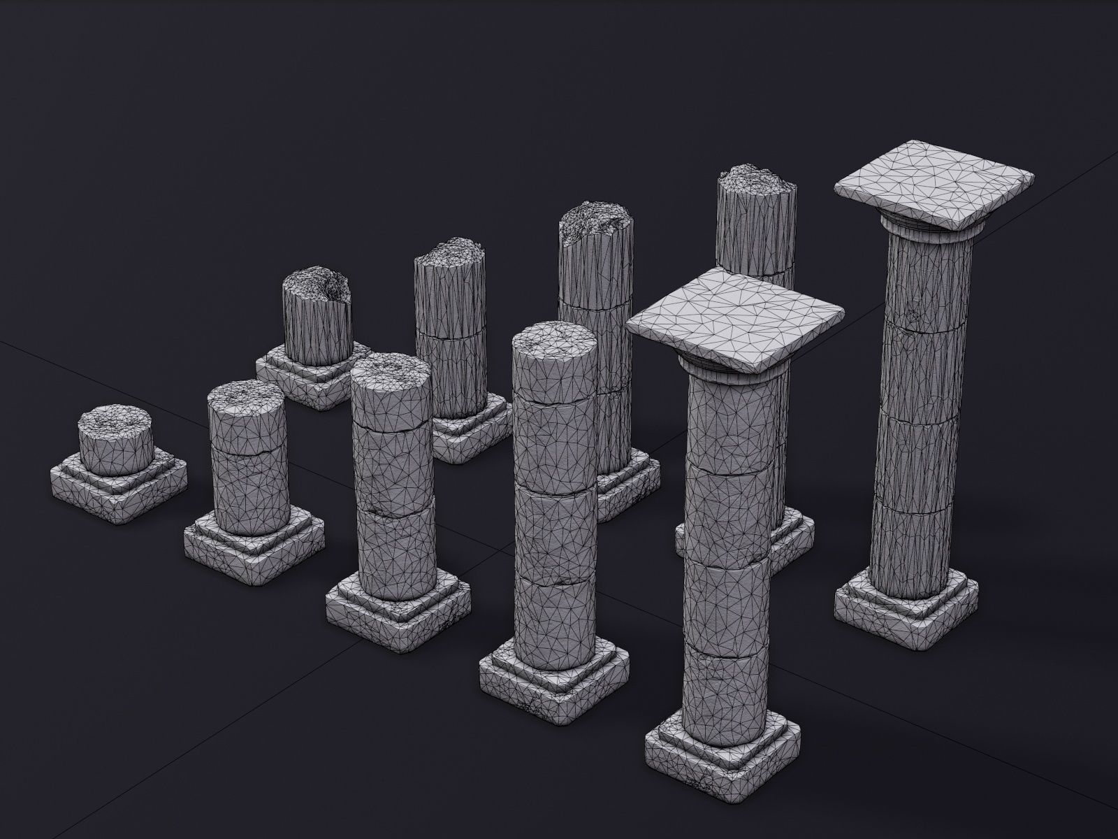 Modular Columns Low-poly 3D model_11