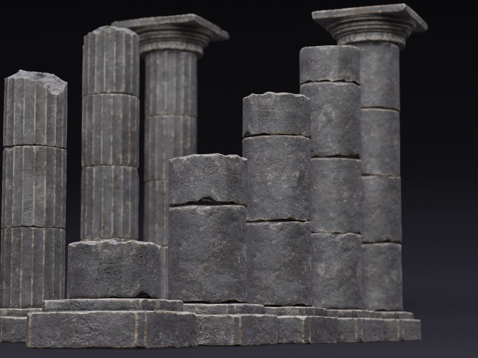 Modular Columns Low-poly 3D model_7