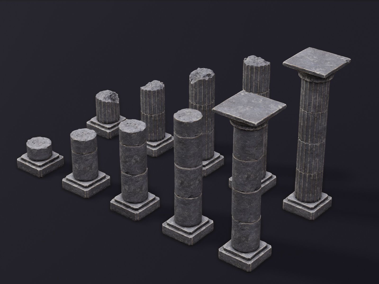 Modular Columns Low-poly 3D model_3