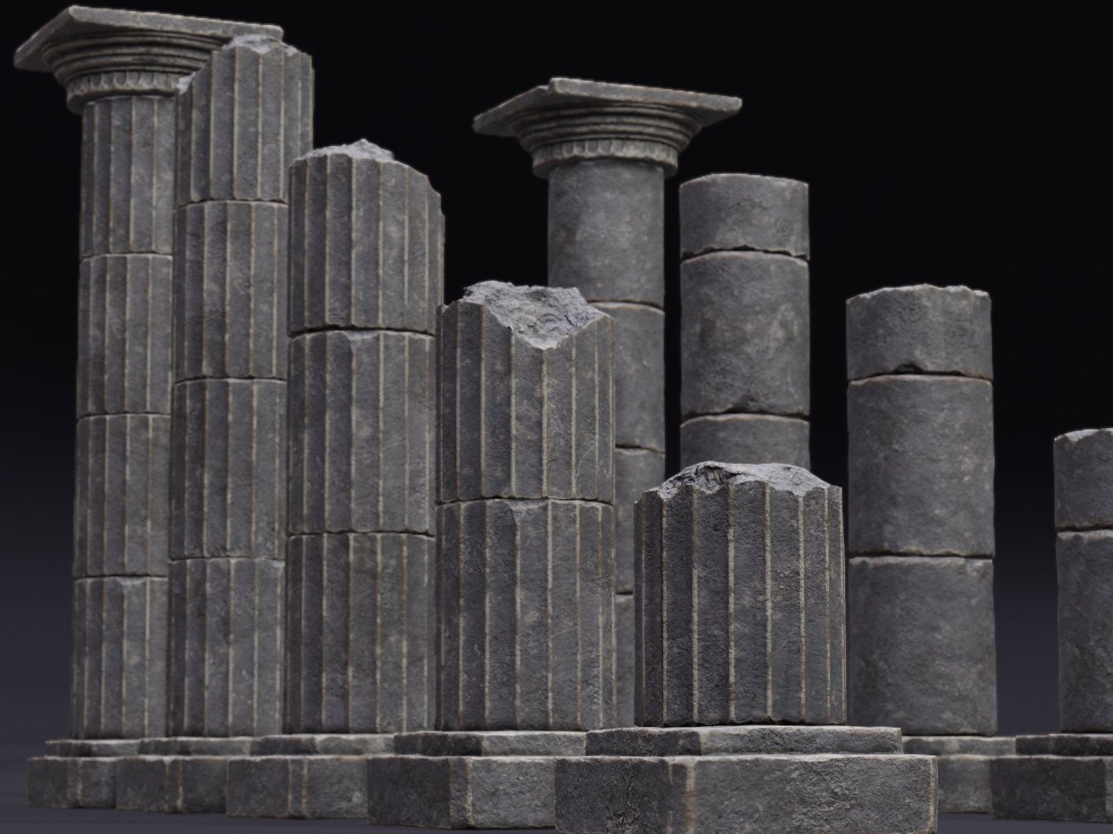 Modular Columns Low-poly 3D model_6