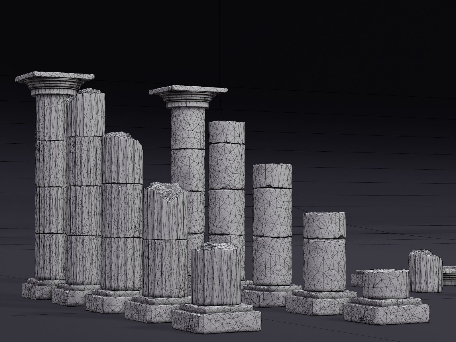 Modular Columns Low-poly 3D model_9