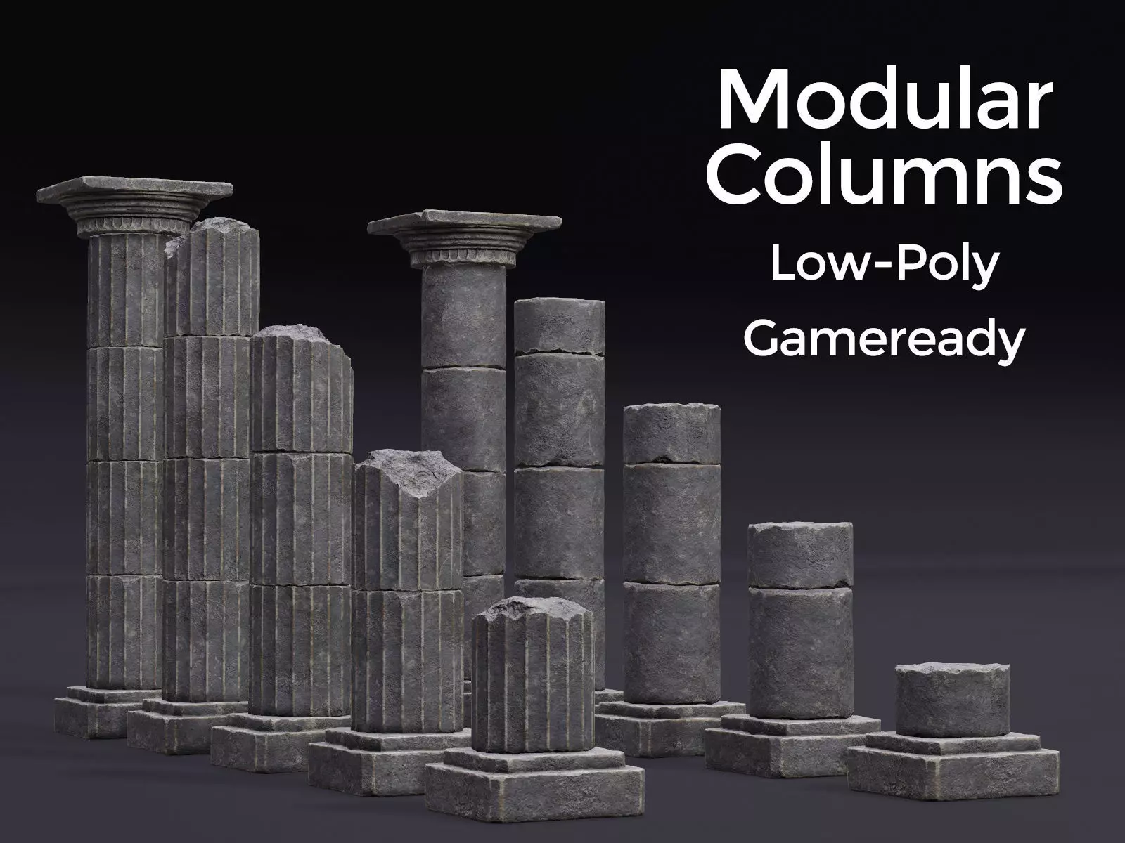 Modular Columns Low-poly 3D model_0