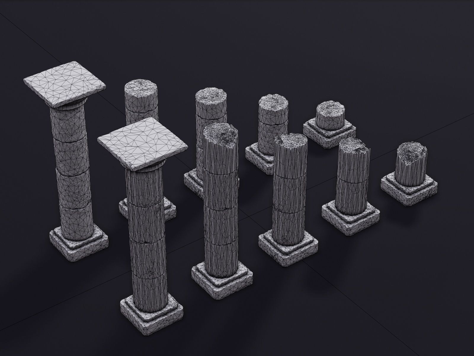 Modular Columns Low-poly 3D model_12