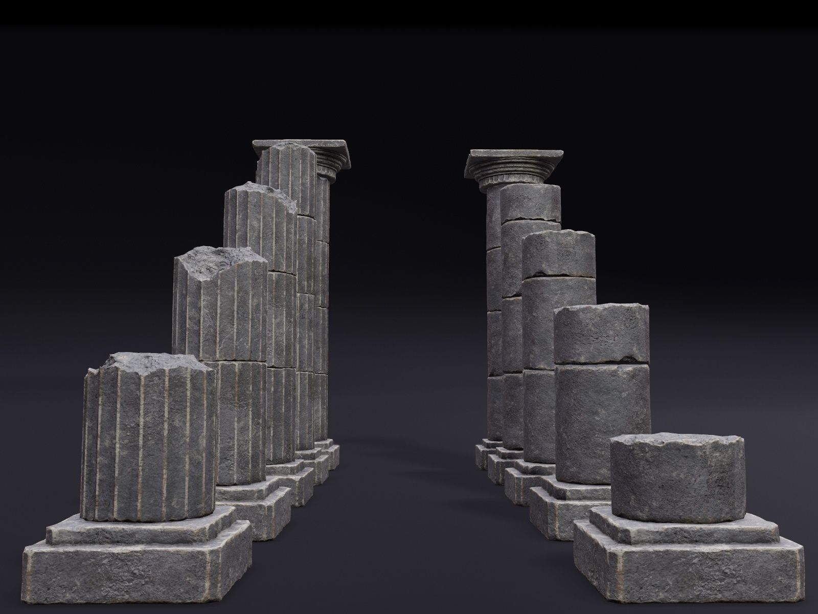 Modular Columns Low-poly 3D model_5