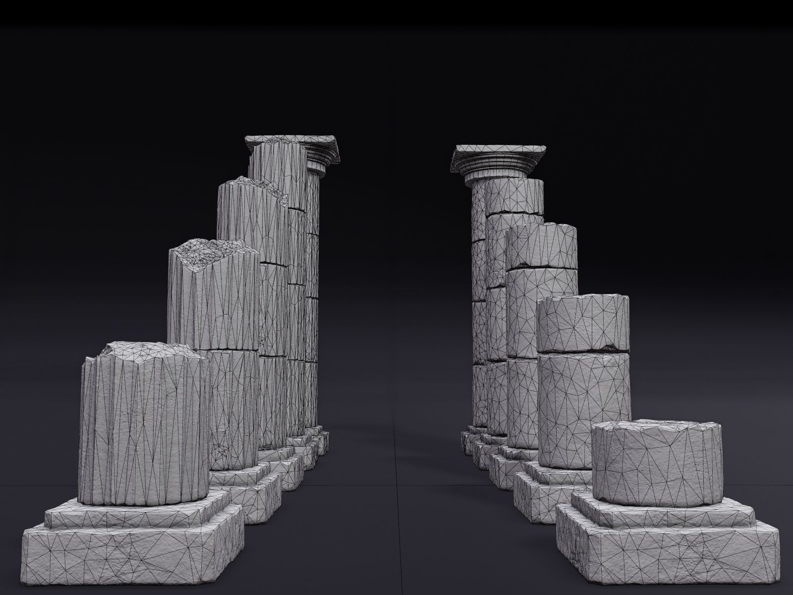 Modular Columns Low-poly 3D model_13