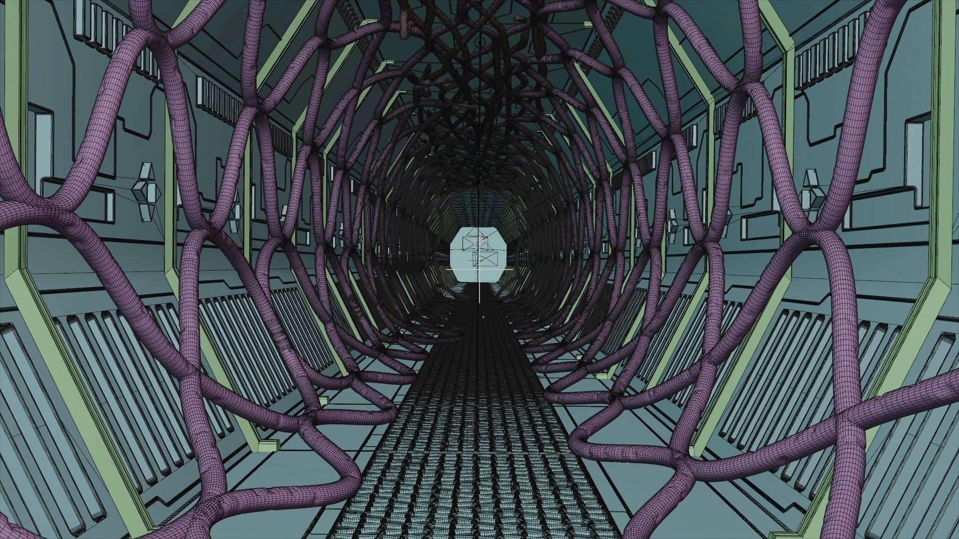 Sci Fi Corridor Tunnel Interior  3D model_2