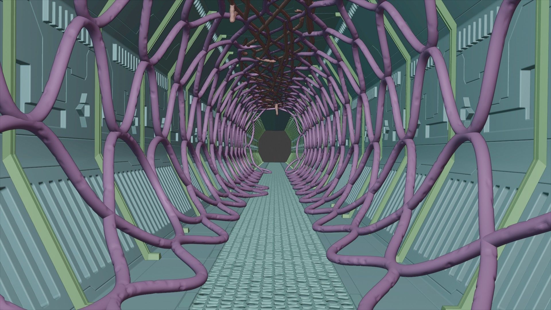 Sci Fi Corridor Tunnel Interior  3D model_6