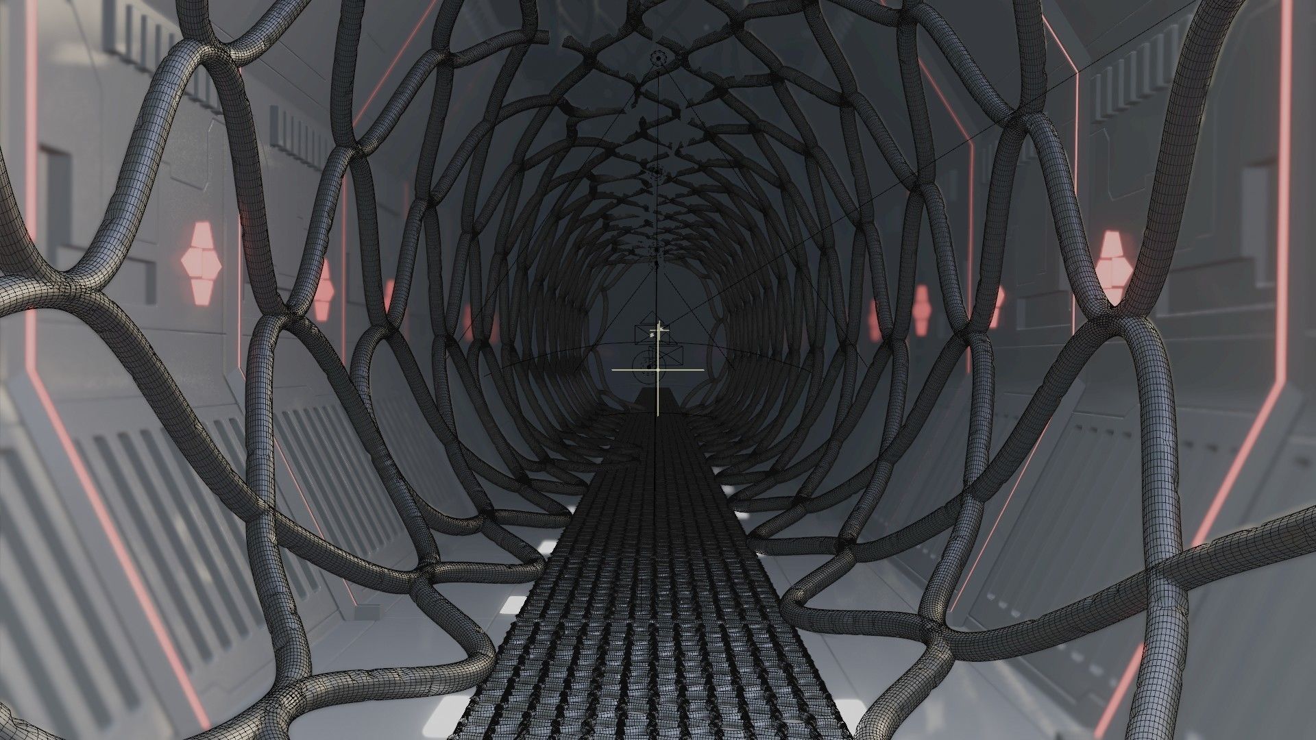 Sci Fi Corridor Tunnel Interior  3D model_4