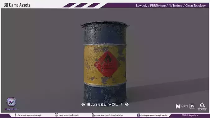 Barrel vol 02  Low-poly 3D model
