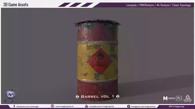 Barrel Vol 04  Low-poly 3D model