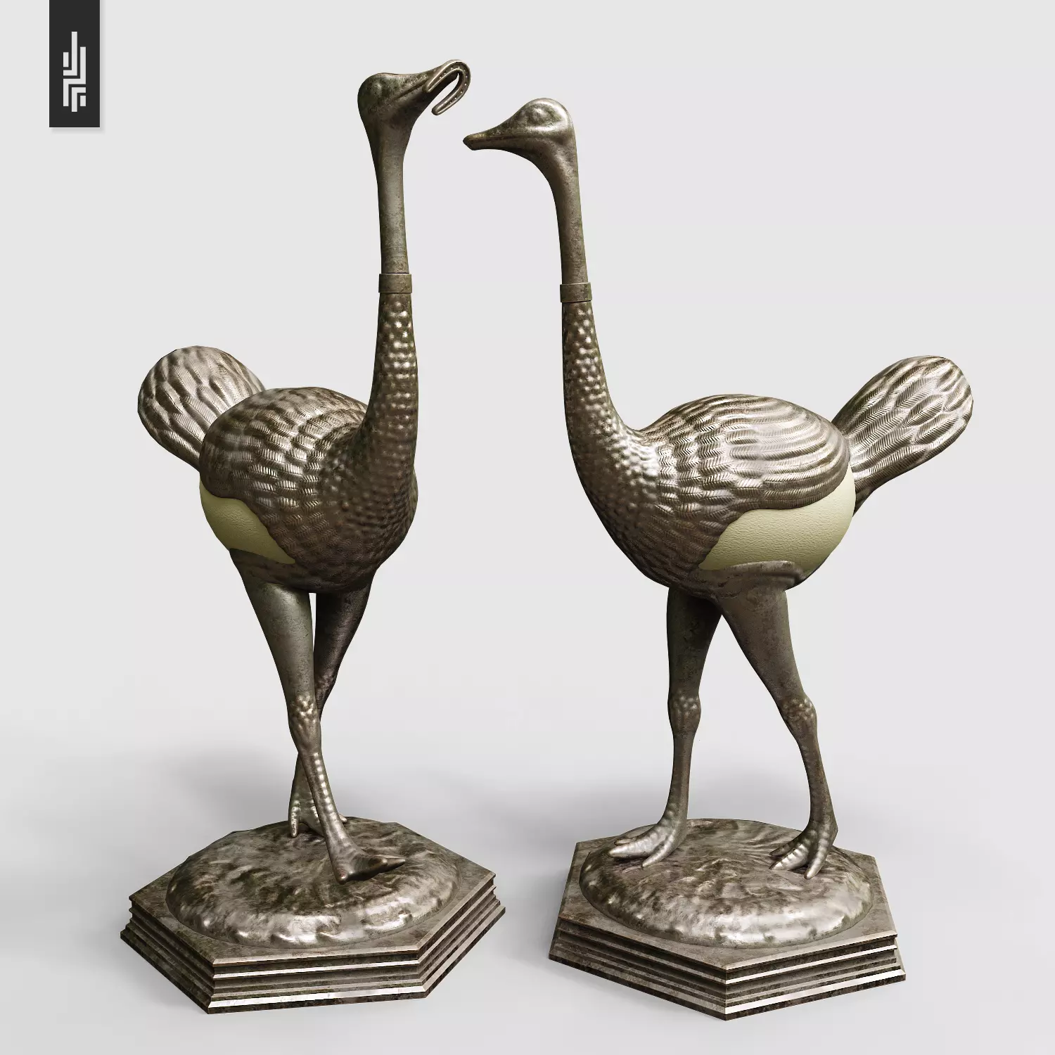 Damaged Elias Geyer Ostrich eggs 3D model_0