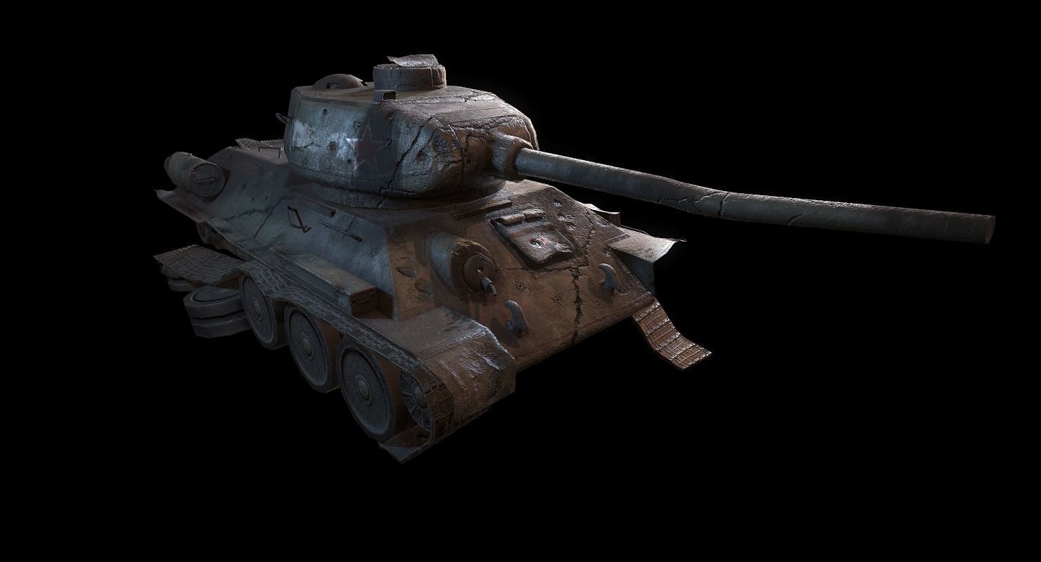 Soviet T-34 WWII Tank Low-poly 3D model_23