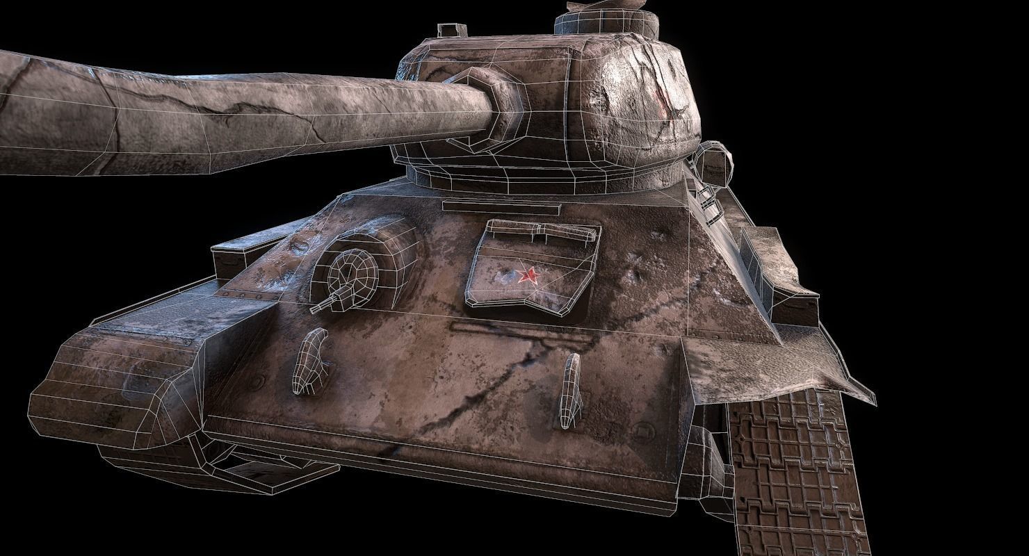 Soviet T-34 WWII Tank Low-poly 3D model_47
