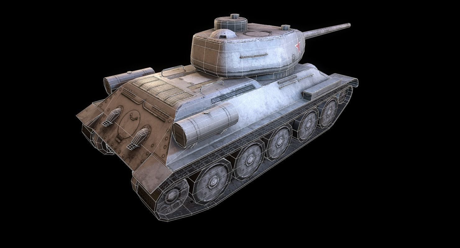 Soviet T-34 WWII Tank Low-poly 3D model_41