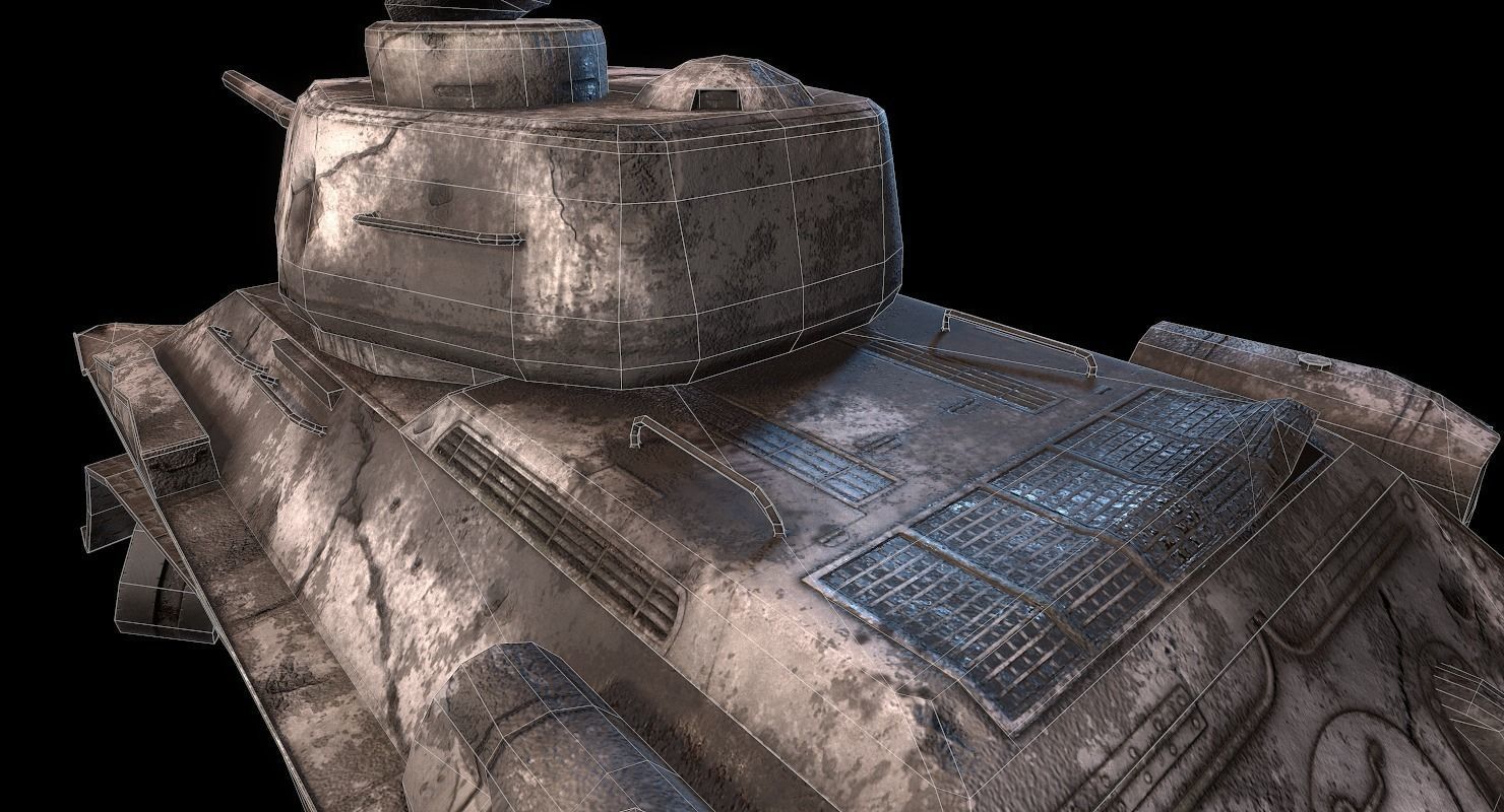 Soviet T-34 WWII Tank Low-poly 3D model_49