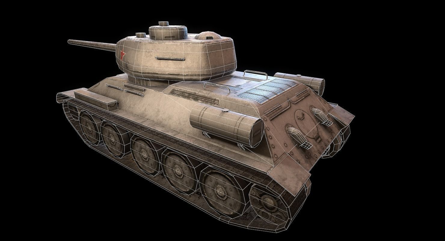 Soviet T-34 WWII Tank Low-poly 3D model_37