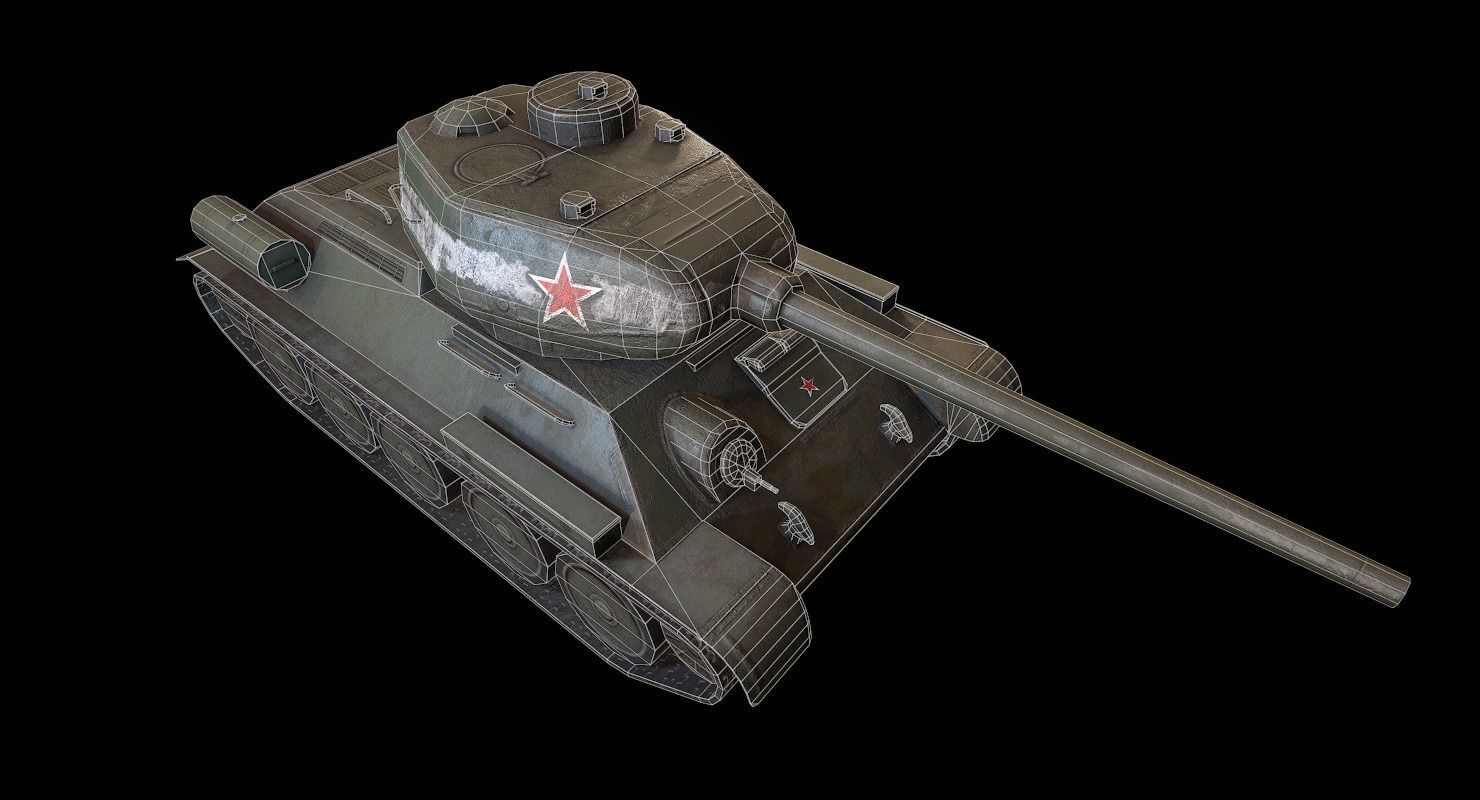 Soviet T-34 WWII Tank Low-poly 3D model_16