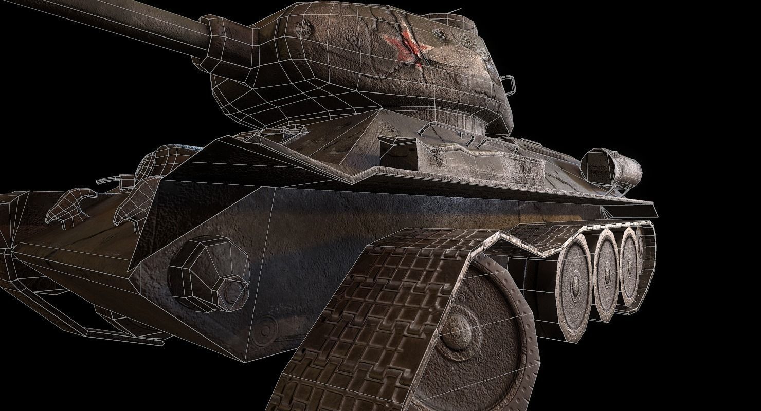 Soviet T-34 WWII Tank Low-poly 3D model_30
