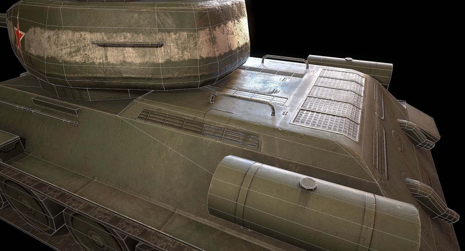 Soviet T-34 WWII Tank Low-poly 3D model_19