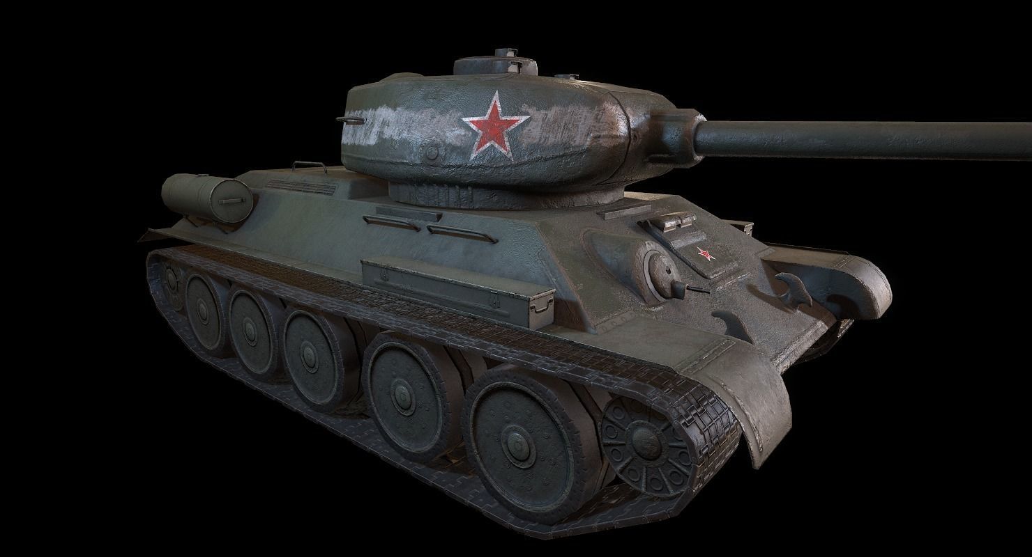Soviet T-34 WWII Tank Low-poly 3D model_7