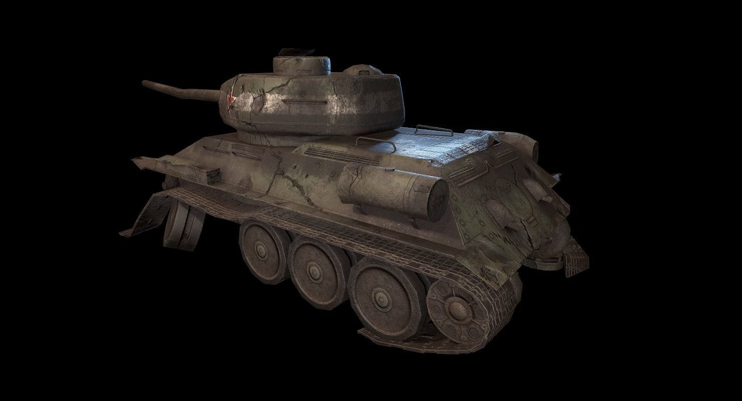 Soviet T-34 WWII Tank Low-poly 3D model_24