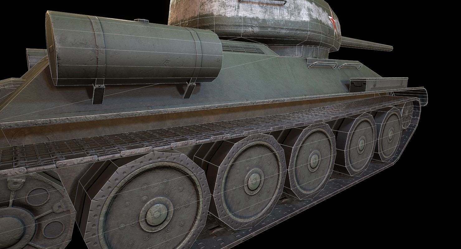 Soviet T-34 WWII Tank Low-poly 3D model_21