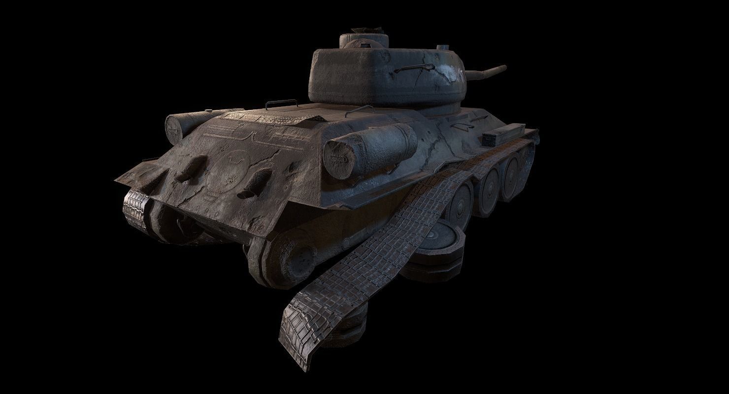 Soviet T-34 WWII Tank Low-poly 3D model_22