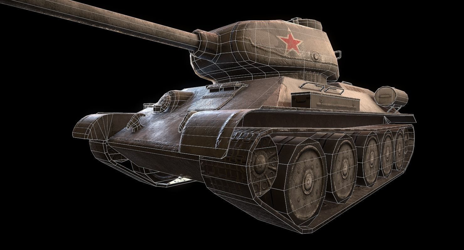 Soviet T-34 WWII Tank Low-poly 3D model_36