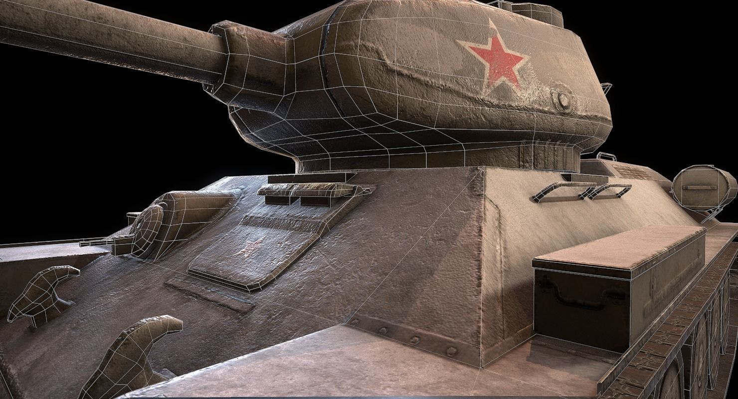 Soviet T-34 WWII Tank Low-poly 3D model_38