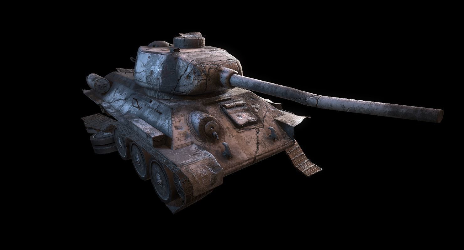 Soviet T-34 WWII Tank Low-poly 3D model_6