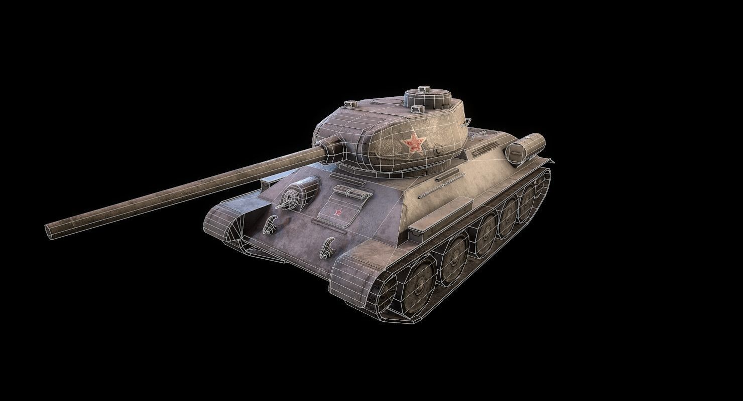 Soviet T-34 WWII Tank Low-poly 3D model_39