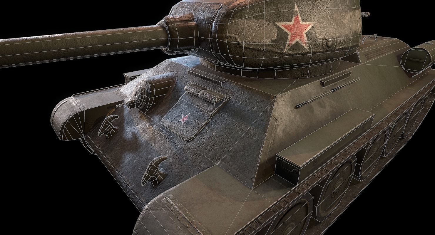Soviet T-34 WWII Tank Low-poly 3D model_18