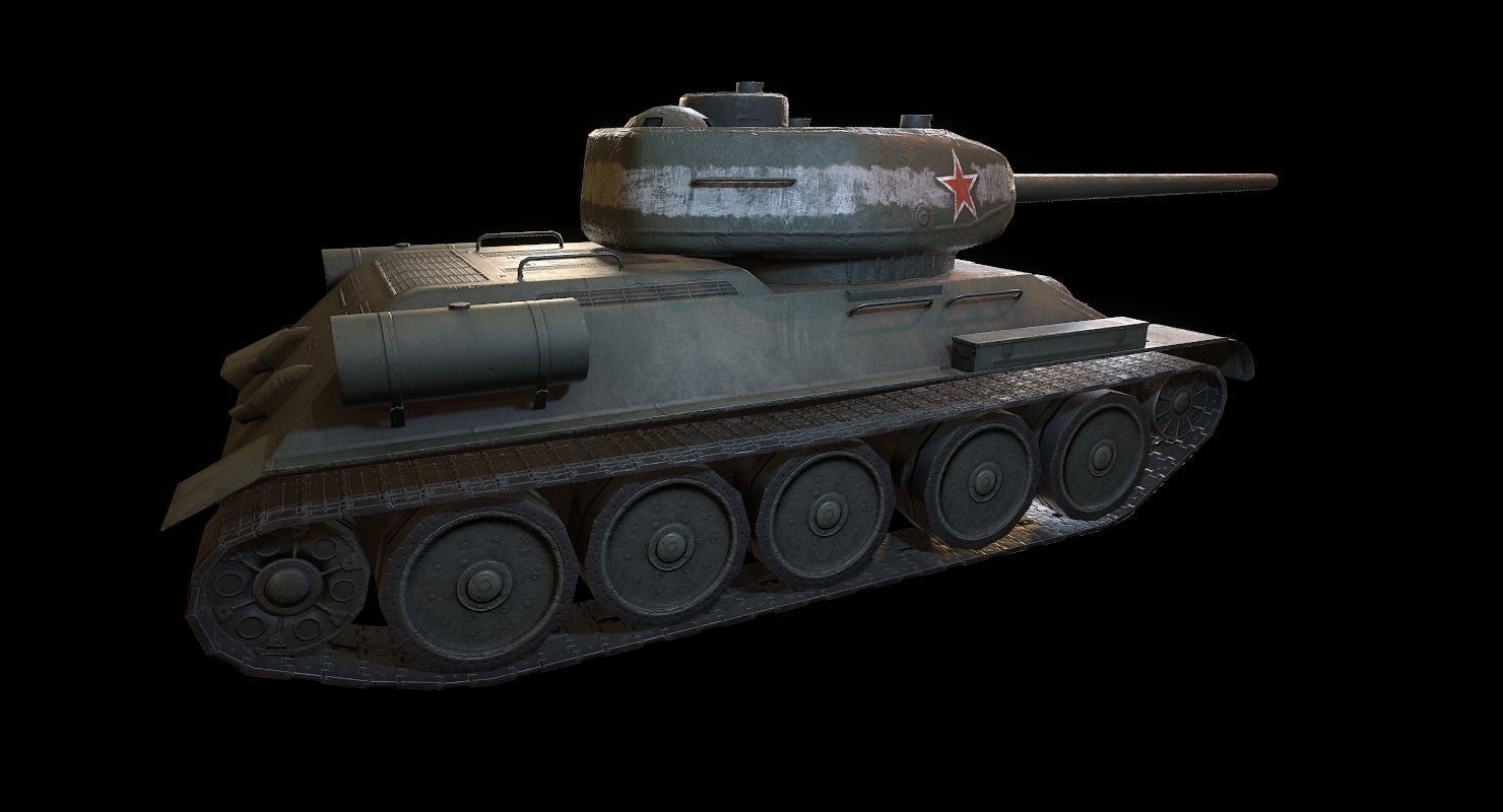 Soviet T-34 WWII Tank Low-poly 3D model_10