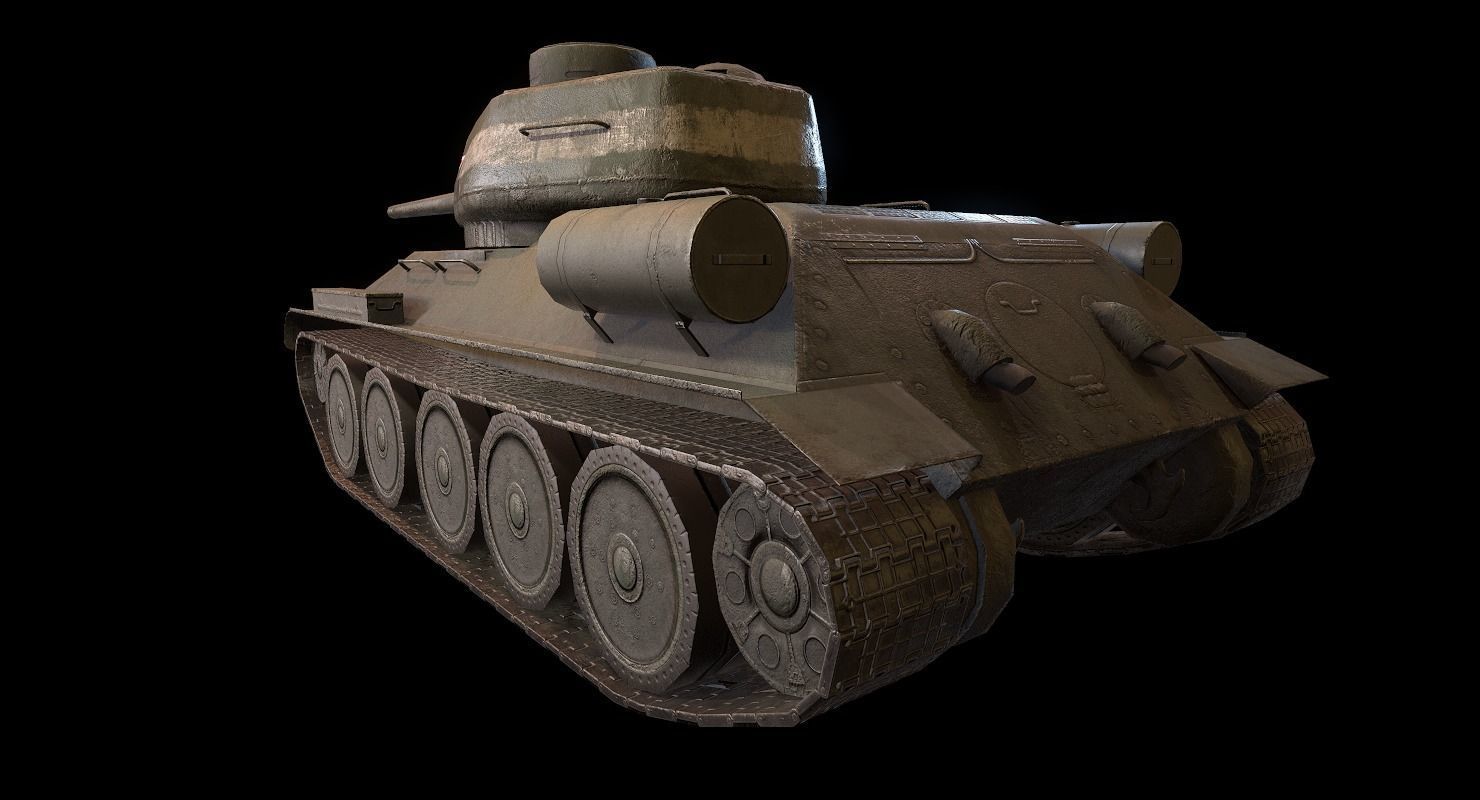 Soviet T-34 WWII Tank Low-poly 3D model_9