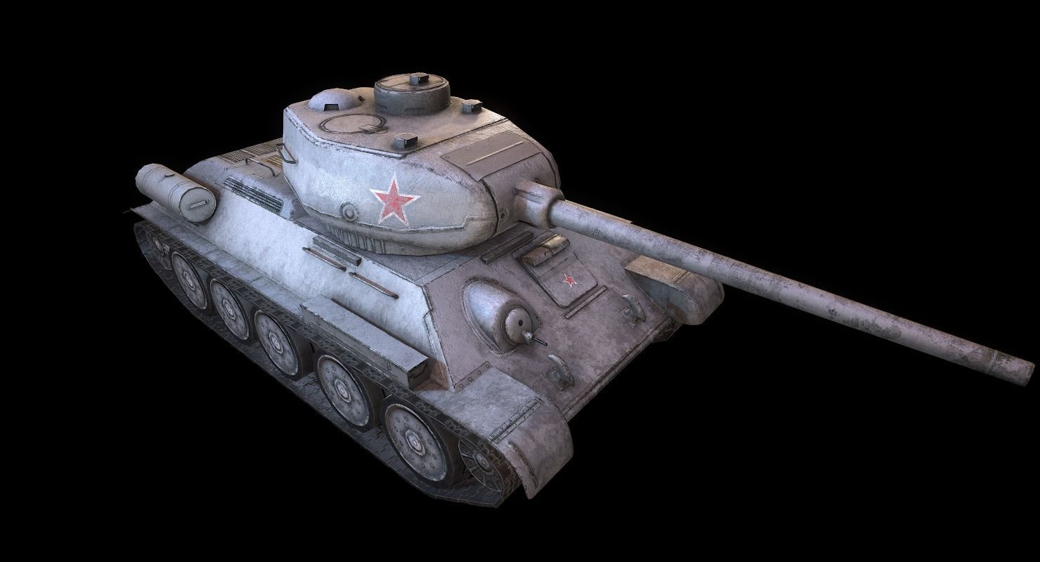 Soviet T-34 WWII Tank Low-poly 3D model_5