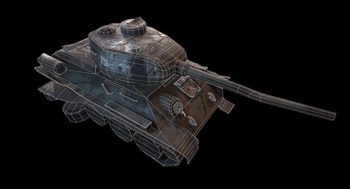 Soviet T-34 WWII Tank Low-poly 3D model_32
