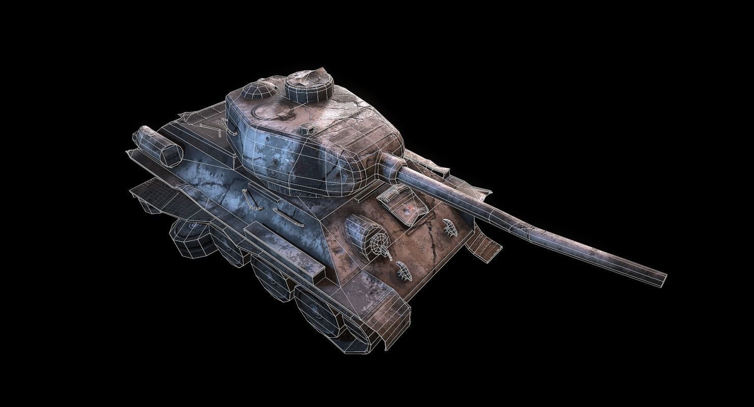 Soviet T-34 WWII Tank Low-poly 3D model_45