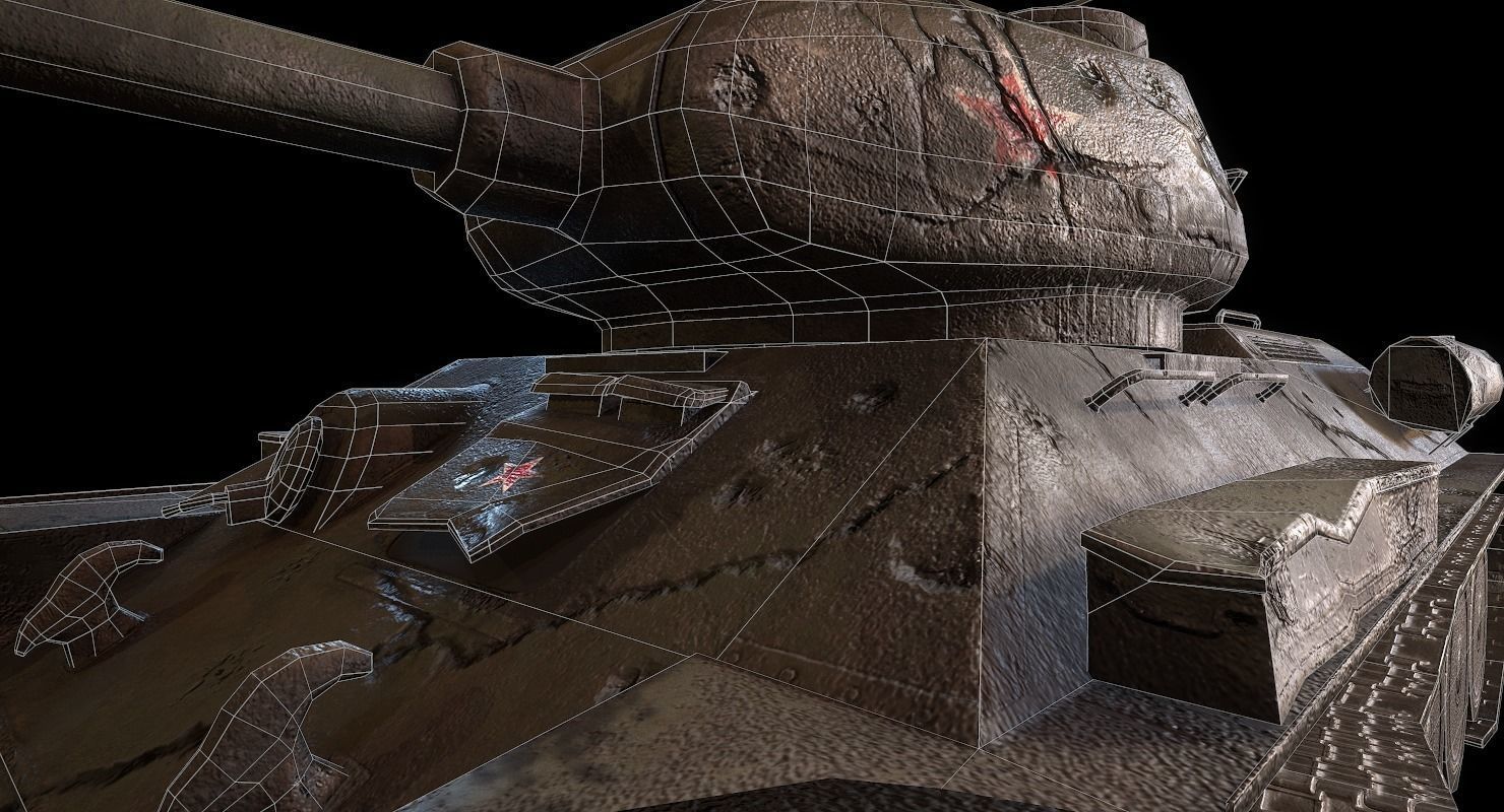 Soviet T-34 WWII Tank Low-poly 3D model_35