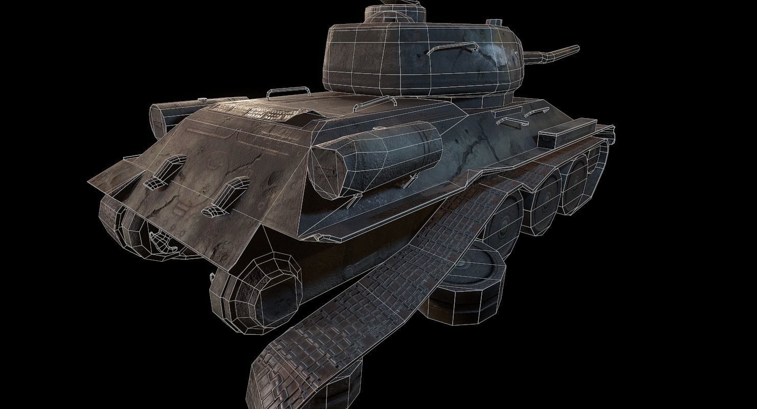 Soviet T-34 WWII Tank Low-poly 3D model_33