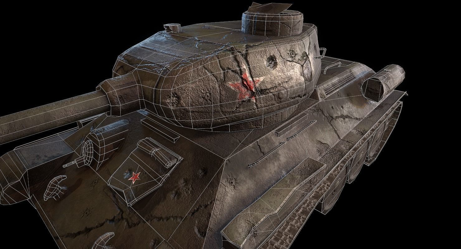 Soviet T-34 WWII Tank Low-poly 3D model_31