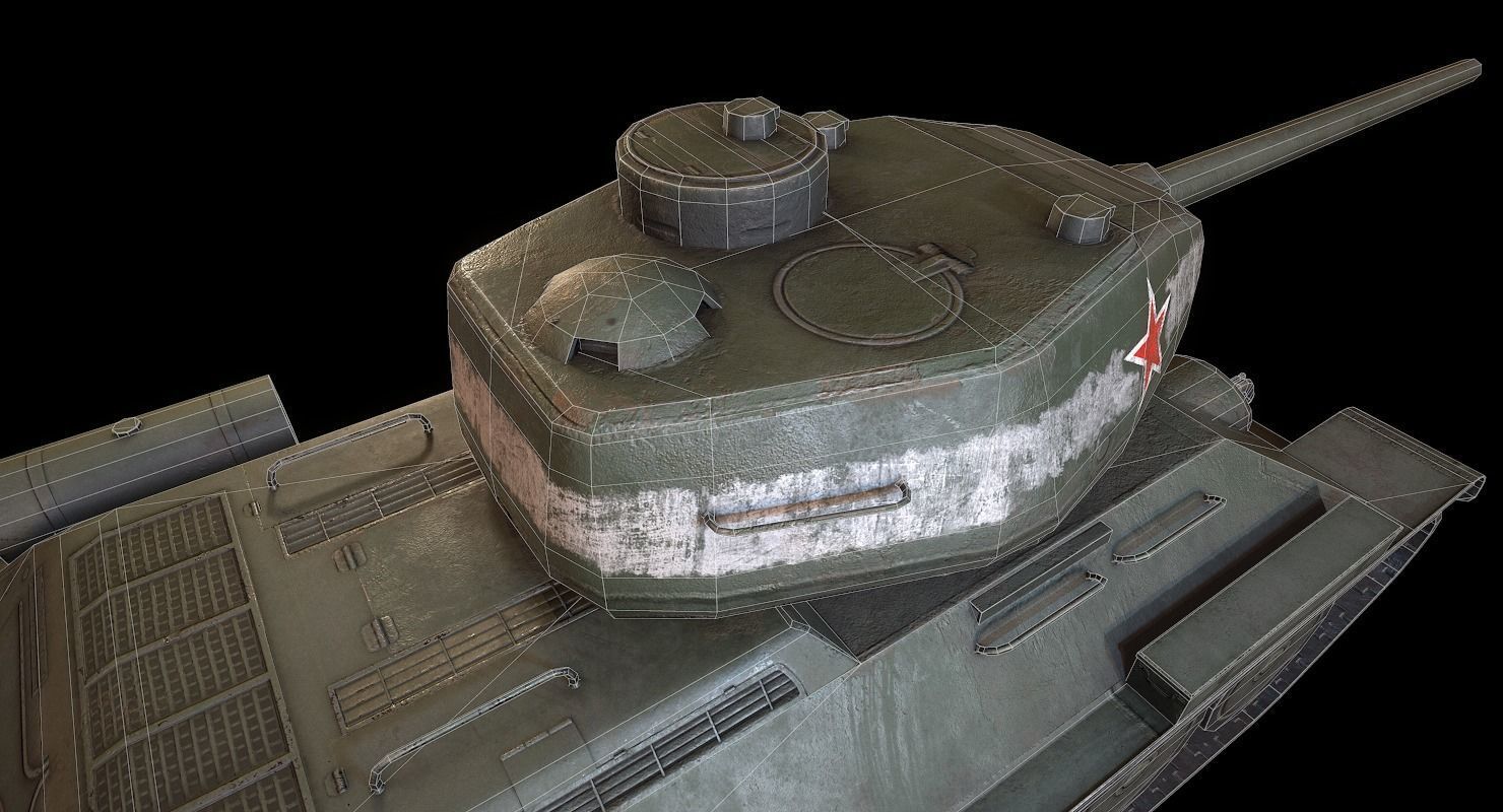 Soviet T-34 WWII Tank Low-poly 3D model_20